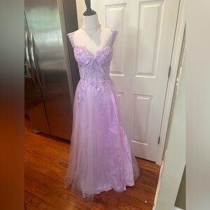 Lavender lilac Embroidered Tulle Ball Gown prom or special event